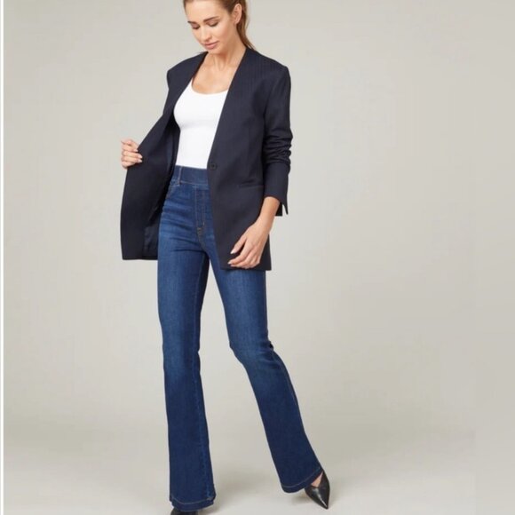 EUC Women's SPANX The Perfect Collarless Blazer Navy | Size XL - Picture 1 of 12